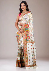 Off White Kani Silk Saree With Blouse Piece