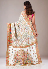 Off White Kani Silk Saree With Blouse Piece