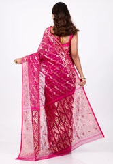 Rani Dhakai Jamdani Cotton Saree without Blouse Piece