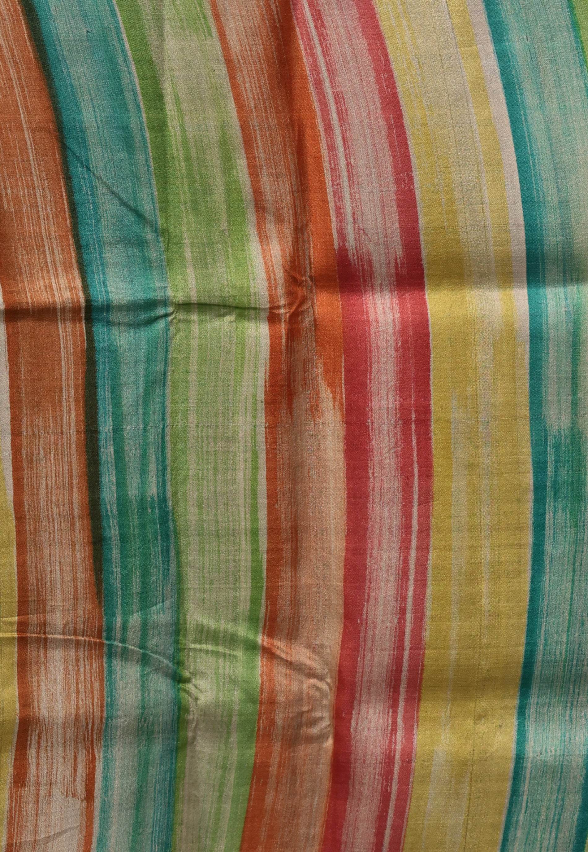 Charcoal Grey Tussar Pure Silk Kantha Saree With Blouse Piece - Adi Akshoy & Co.