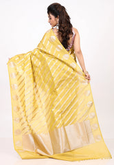 Yellow Tissue Silk Saree with Blouse Piece - Adi Akshoy & co.