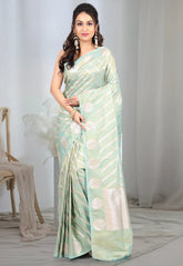 Sky Blue Tissue Silk Saree with Blouse Piece - Adi Akshoy & co.