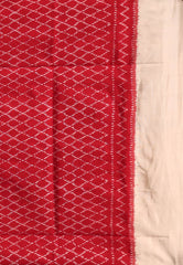 Off White base Ganga Jamuna Border (Red and Black) Ikkat Saree With Blouse Piece - Adi Akshoy & Co.