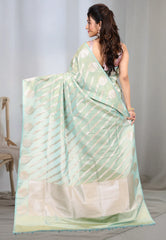 Sky Blue Tissue Silk Saree with Blouse Piece - Adi Akshoy & co.