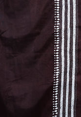 Peach batik with Black Border Pure Silk Kantha Saree With Blouse Piece - Adi Akshoy & Co.