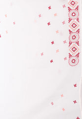 White Crush Tissue Kantha Silk Saree With Blouse Piece - Adi Akshoy & co.