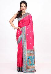 Rani Pink Kani Silk Saree with Blouse Piece - Adi Akshoy & co.