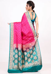 Rani Pink Wedding Banarasi Silk Saree with Blouse Piece - Adi Akshoy & co.