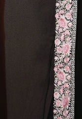 Black Gergette with Resham Embroidery work Saree with Blouse Piece - Adi Akshoy & Co.