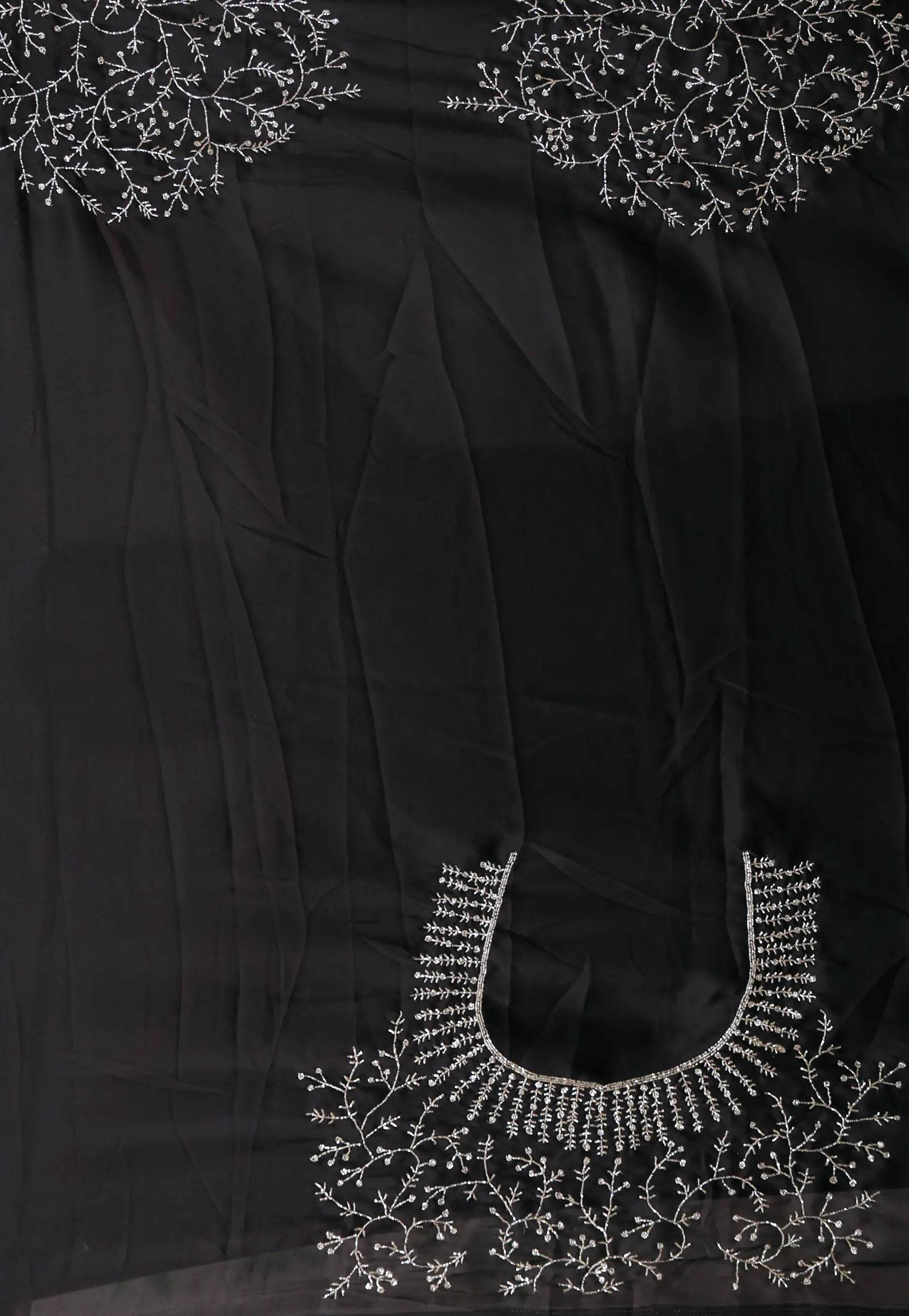 Black Embroidery Saree with Blouse Piece - Adi Akshoy & Co.