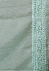 Sea Green Organza with Resham Embroidery work Saree with Blouse Piece - Adi Akshoy & Co.