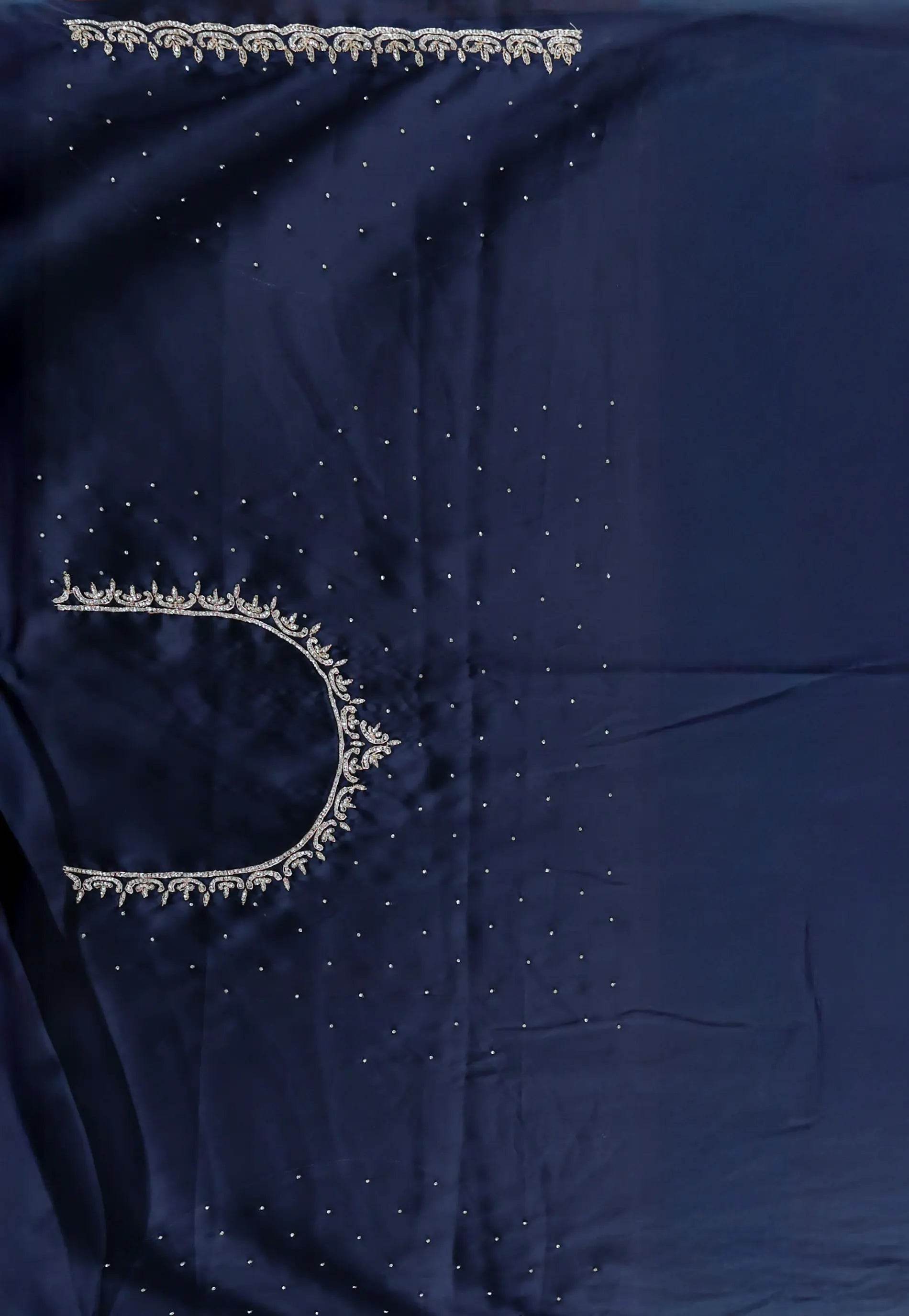 Navy Blue with sequin Embroidery work Saree with Blouse Piece - Adi Akshoy & Co.