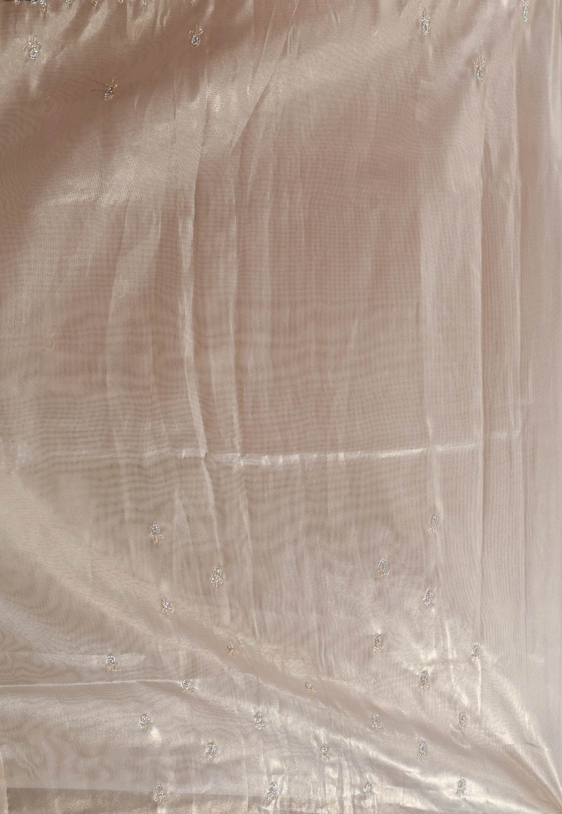 Golden Tissue with sequin Embroidery work Saree with Blouse Piece - Adi Akshoy & Co.