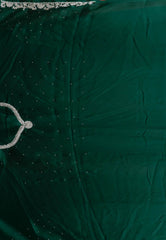 Bottle Green with sequin Embroidery work Saree with Blouse Piece - Adi Akshoy & Co.