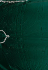 Bottle Green with sequin Embroidery work Saree with Blouse Piece - Adi Akshoy & Co.