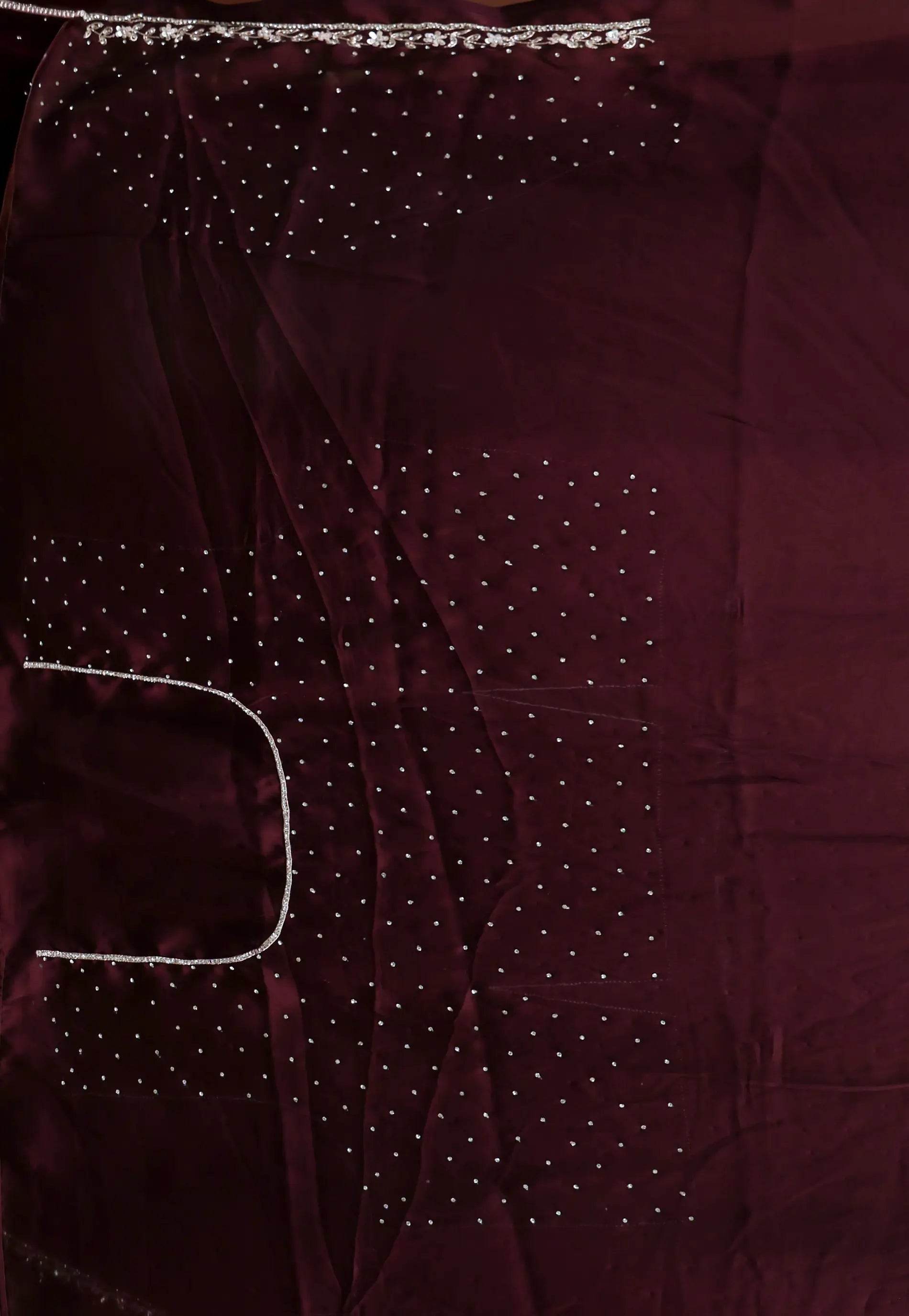 Garnet Embroidery Saree with Blouse Piece - Adi Akshoy & Co.