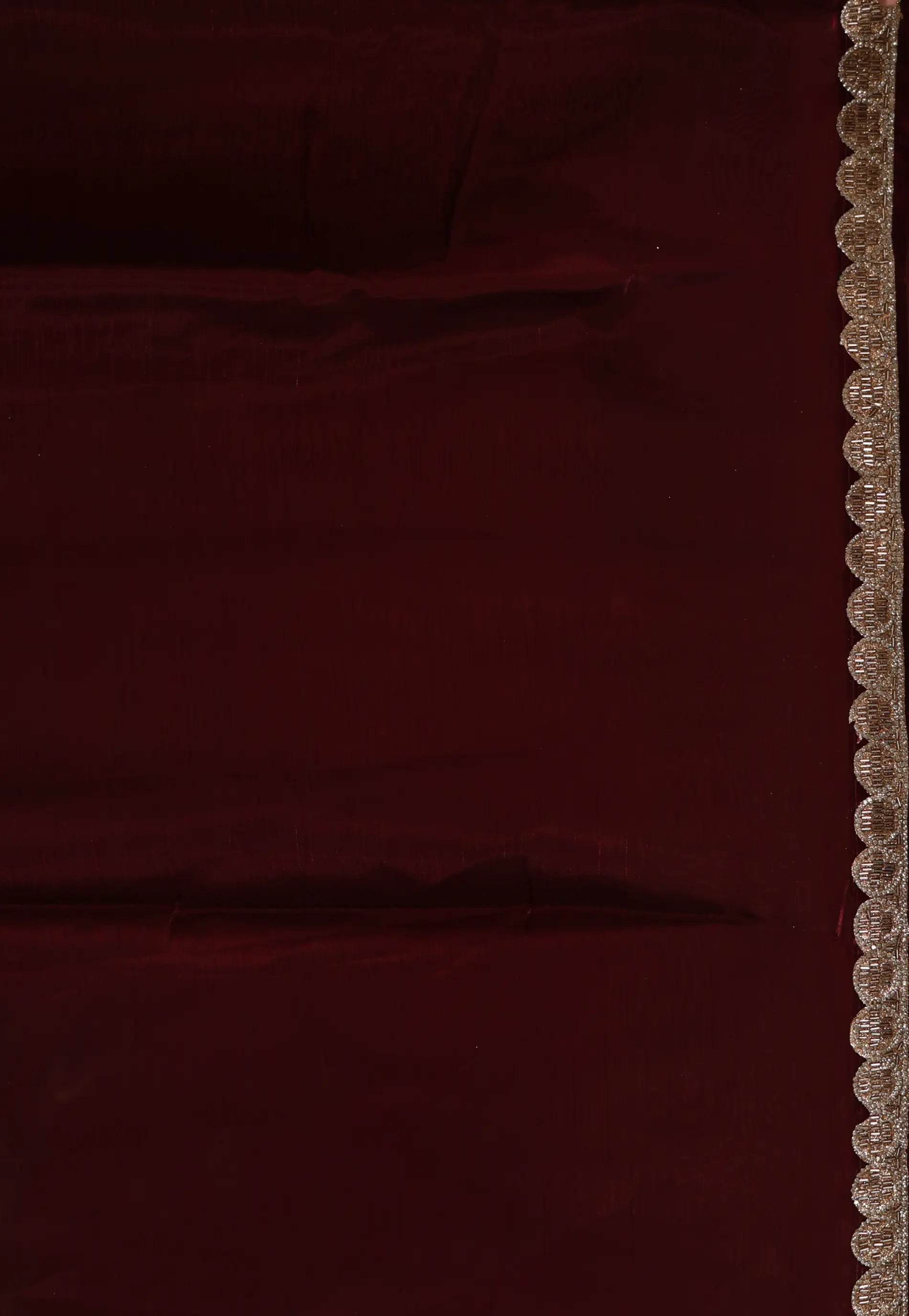 Maroon Tissue Embroidery Saree with Blouse Piece - Adi Akshoy & Co.
