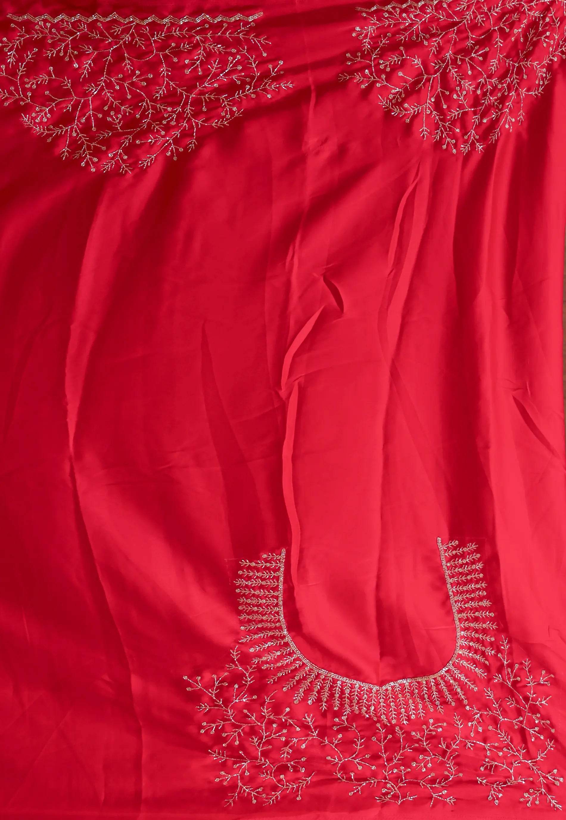 Red Embroidery Saree with Blouse Piece - Adi Akshoy & Co.