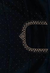 Deep Turquoise Blue with sequin work Embroidery Saree with Blouse Piece - Adi Akshoy & Co.