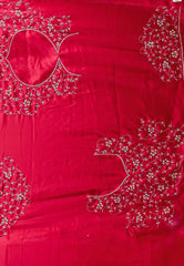 Rani Pink Embroidery Saree with Blouse Piece - Adi Akshoy & Co.