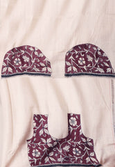 Off White Tussar Pure Silk Kantha Saree With Blouse Piece - Adi Akshoy & Co.