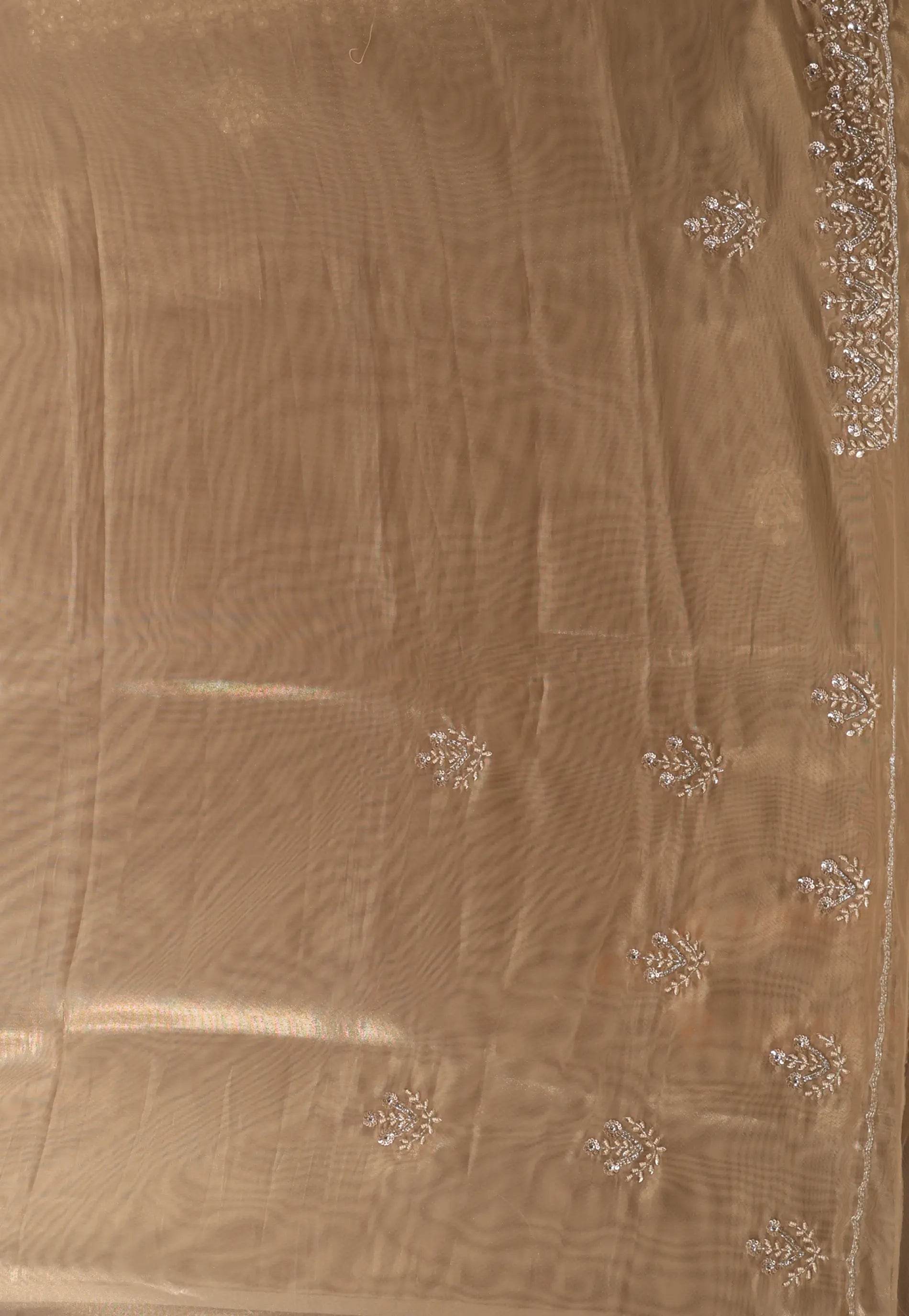 Golden Tissue with Embroidery Border Saree with Blouse Piece - Adi Akshoy & Co.