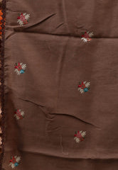 Brown Organza with Resham Embroidery work Saree with Blouse Piece - Adi Akshoy & Co.