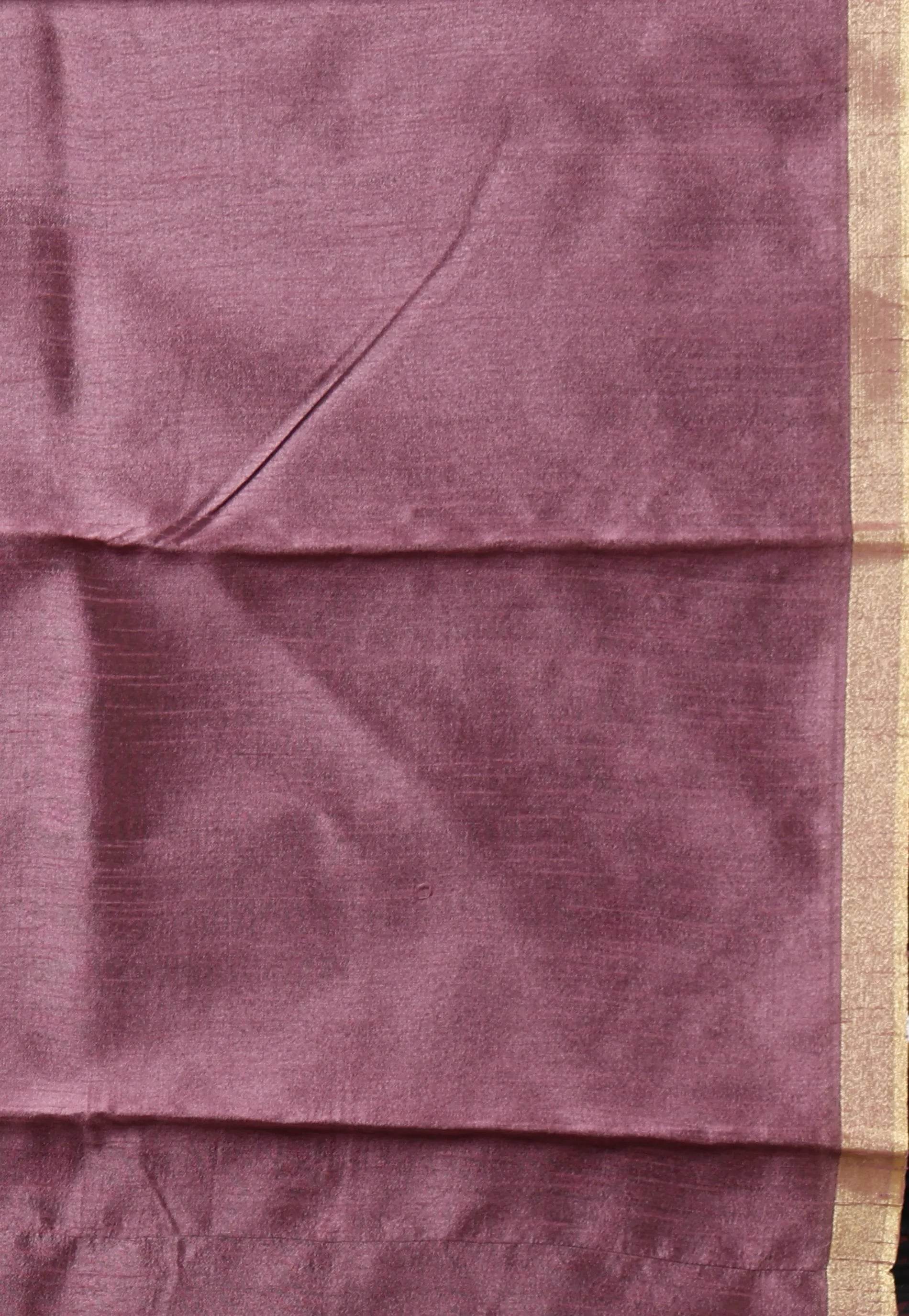 Black Tussar Silk Saree with Blouse Piece - Adi Akshoy & Co.