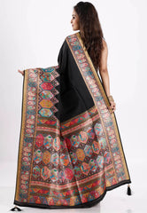 Black Kani Silk Saree With Blouse Piece - Adi Akshoy & Co.