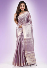 Mauve Tissue Silk Saree with Blouse Piece - Adi Akshoy & Co.