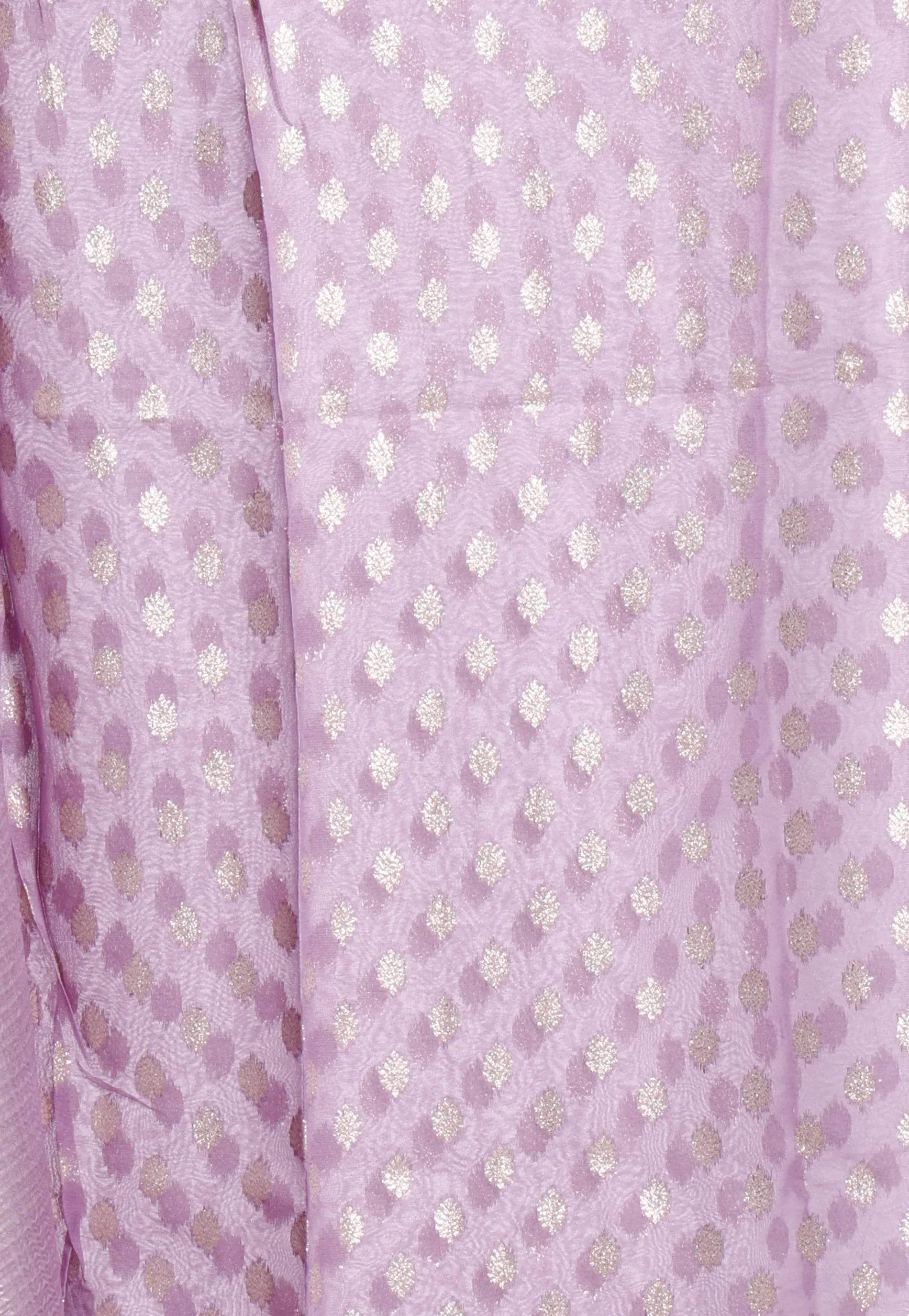 Mauve Tissue Silk Saree with Blouse Piece - Adi Akshoy & Co.
