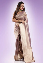 Mauve Tissue Silk Saree with Blouse Piece - Adi Akshoy & Co.