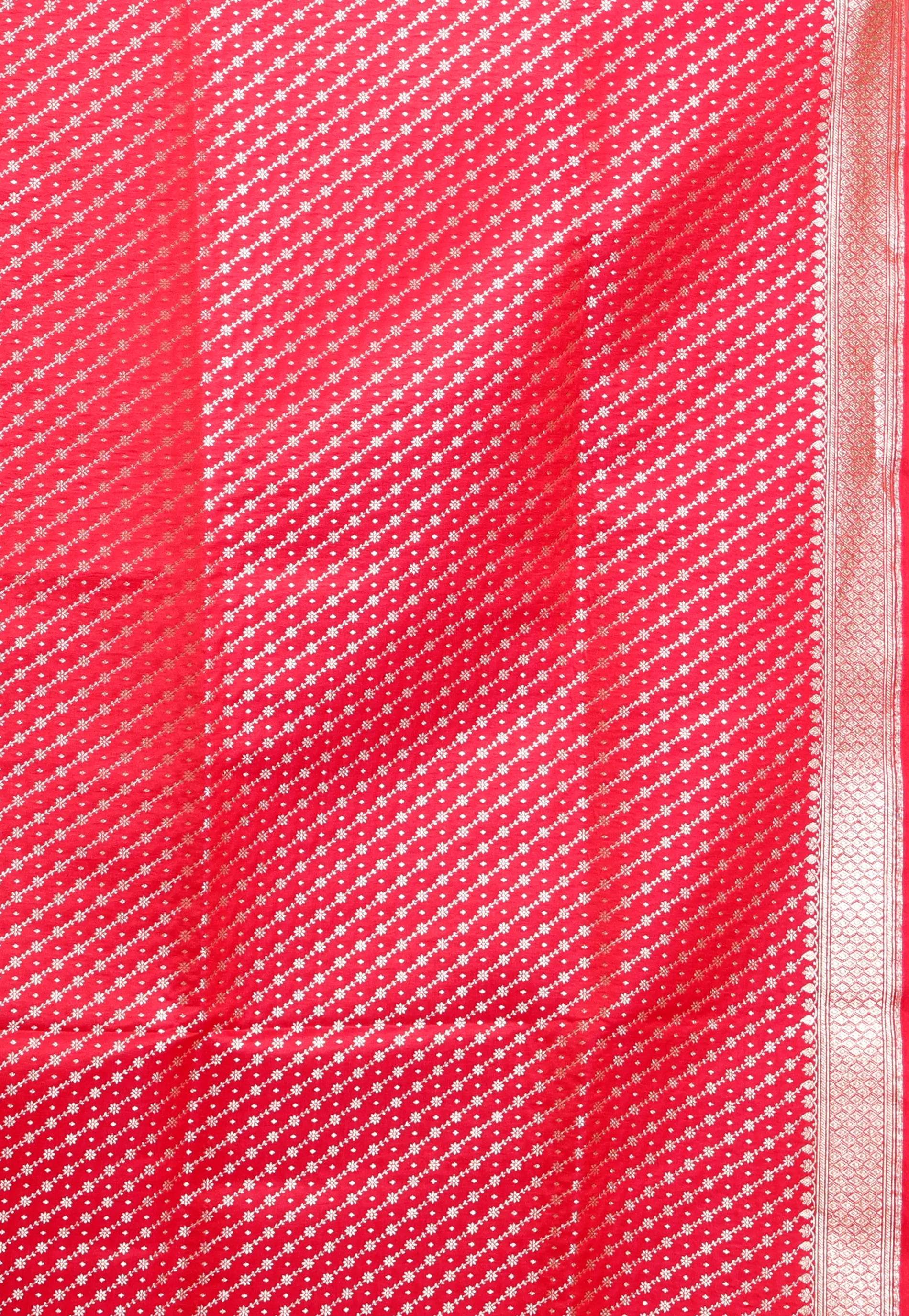 Cross Red Wedding Banarasi Silk Saree with Blouse Piece - Adi Akshoy & Co.