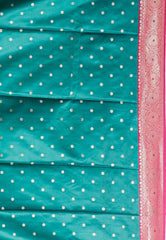 Rama Green with Rani Border Mashru Silk Saree with Blouse Piece - Adi Akshoy & Co.