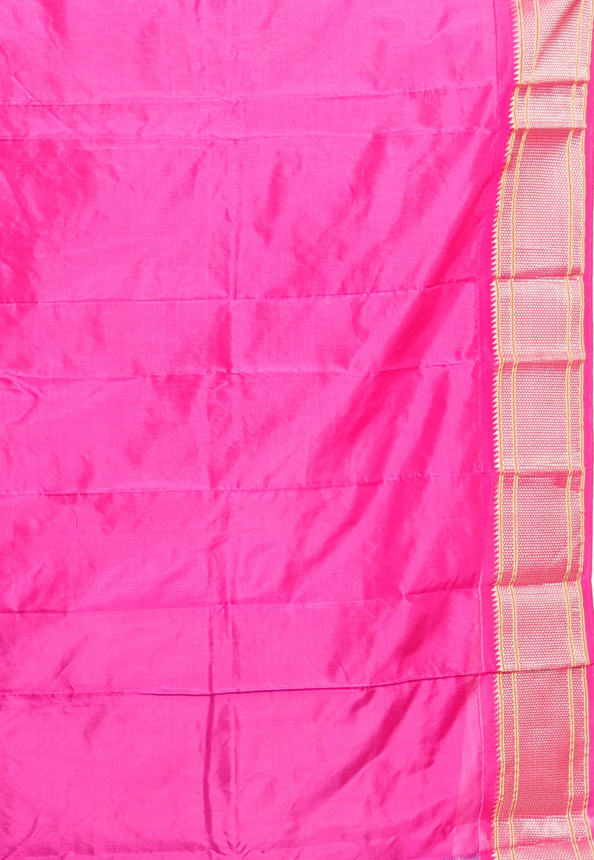 Feroza Blue with Rani Border Paithani Pure Silk Saree With Blouse Piece - Adi Akshoy & Co.