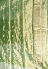Green Tissue Kanjivaram Silk Saree With Blouse Piece - Adi Akshoy & Co.