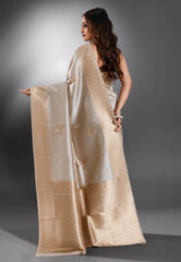 Grey Katan Silk Saree With Blouse Piece - Adi Akshoy & Co.
