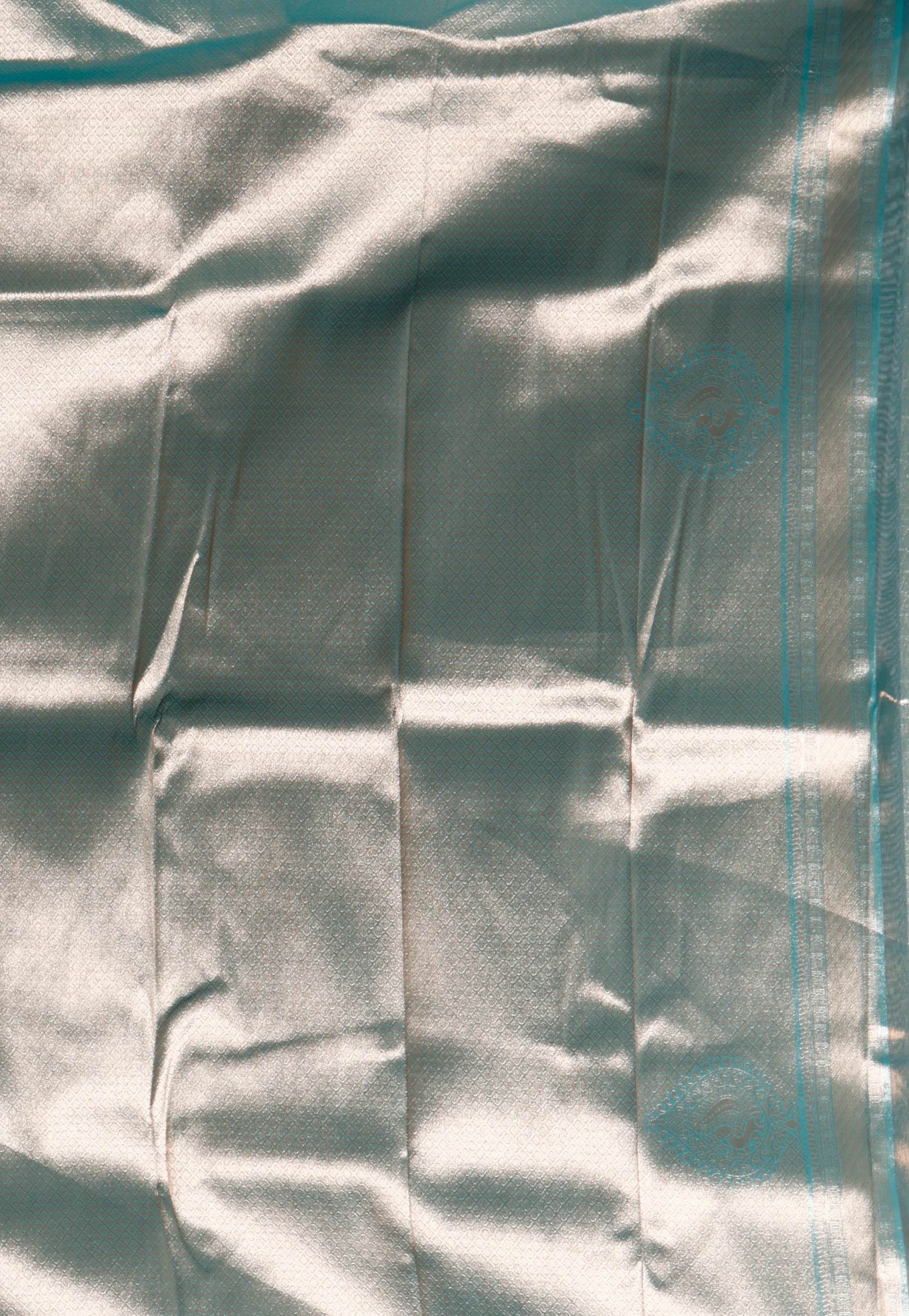 Sea Green Brocade Tissue Kanjivaram Silk Saree With Blouse Piece - Adi Akshoy & Co.