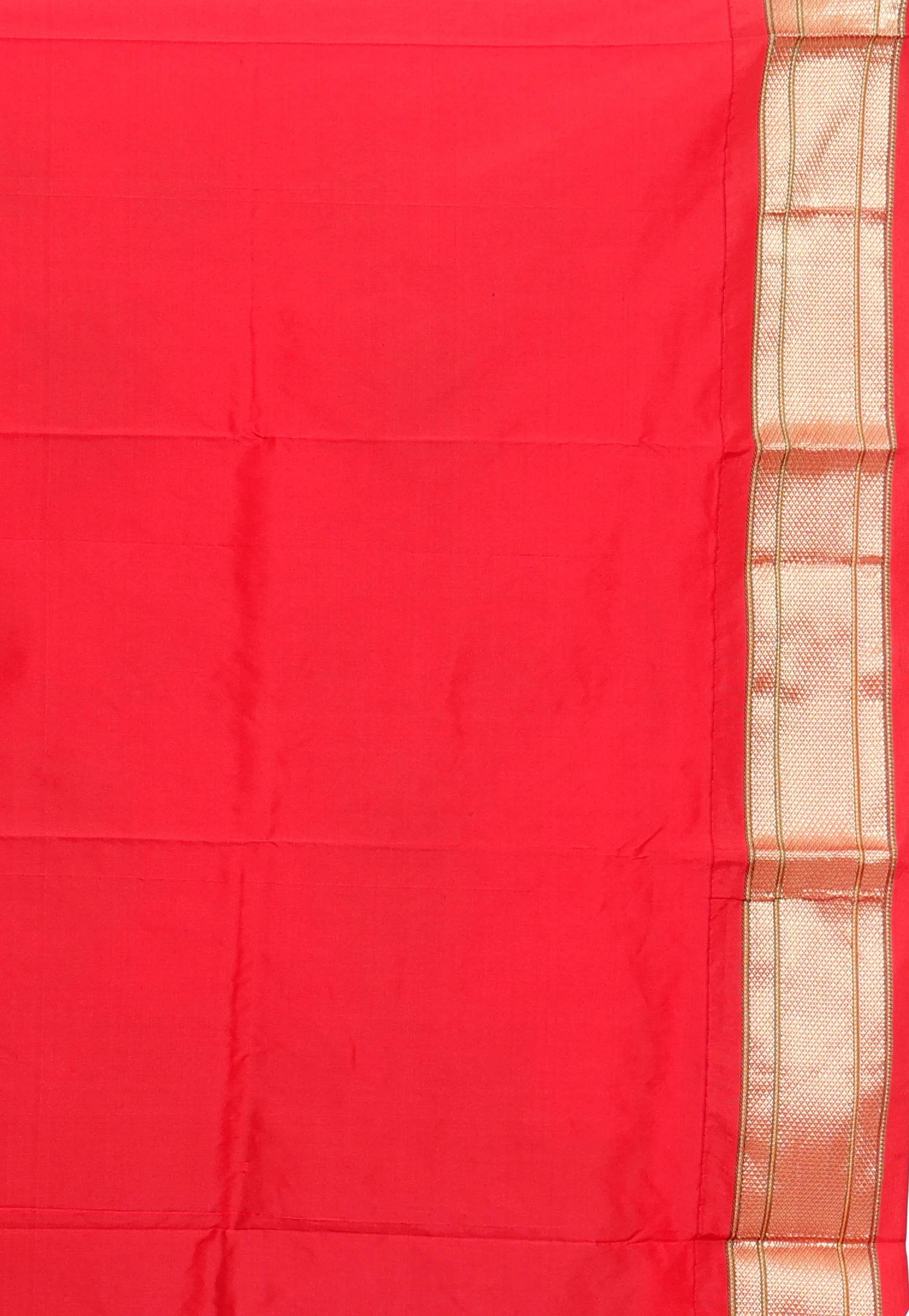 Cross Purple with Red Border Paithani Pure Silk Saree With Blouse Piece - Adi Akshoy & Co.