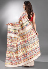 Tussar Colour Pure Silk Kantha Saree With Blouse Piece - Adi Akshoy & Co.