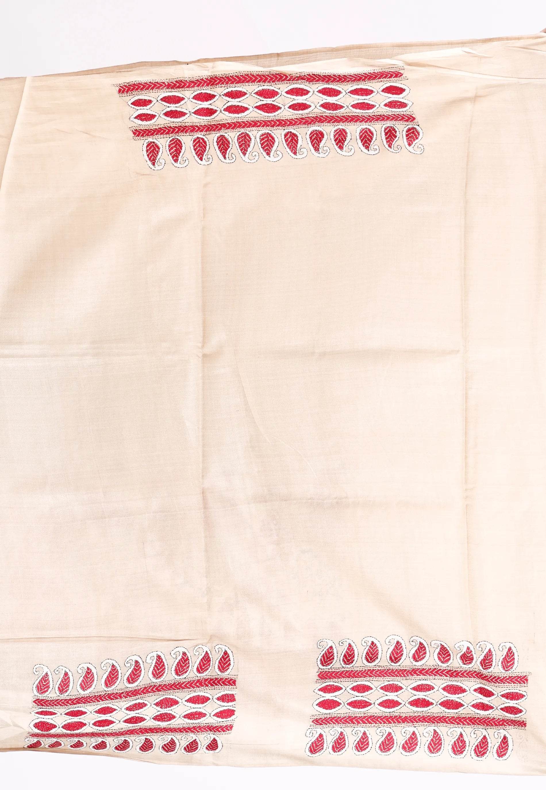 Tussar Colour Pure Tussar Silk Kantha Saree With Blouse Piece - Adi Akshoy & Co.