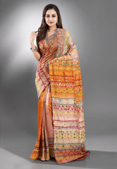 Shaded Colour Pure Tussar Silk Kantha Saree With Blouse Piece - Adi Akshoy & Co.