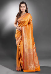 Mustard Brocade Tissue Silk Saree with Blouse Piece - Adi Akshoy & Co.