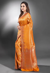 Mustard Brocade Tissue Silk Saree with Blouse Piece - Adi Akshoy & Co.