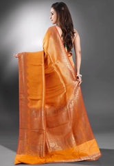 Mustard Brocade Tissue Silk Saree with Blouse Piece - Adi Akshoy & Co.