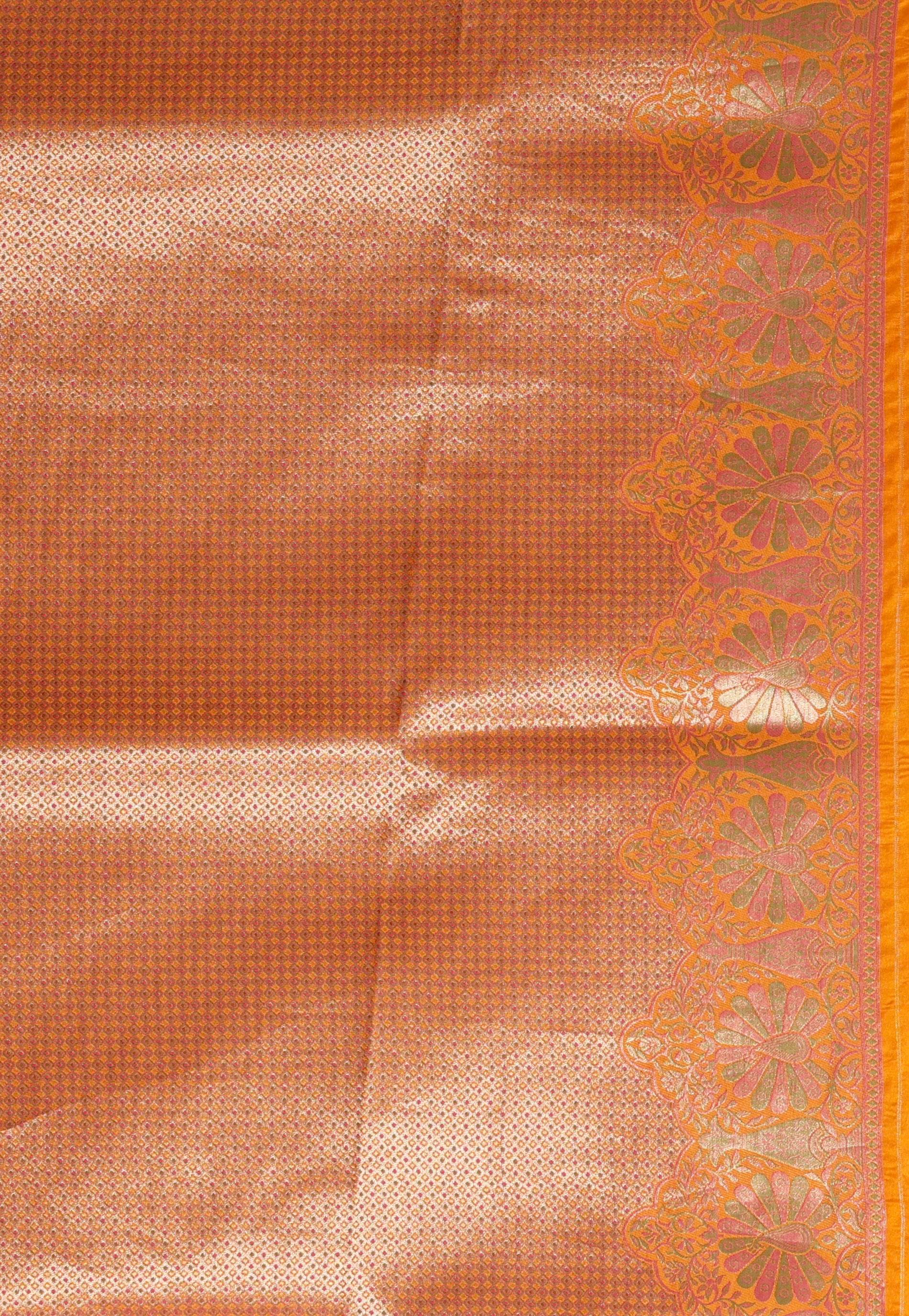 Mustard Brocade Tissue Silk Saree with Blouse Piece - Adi Akshoy & Co.