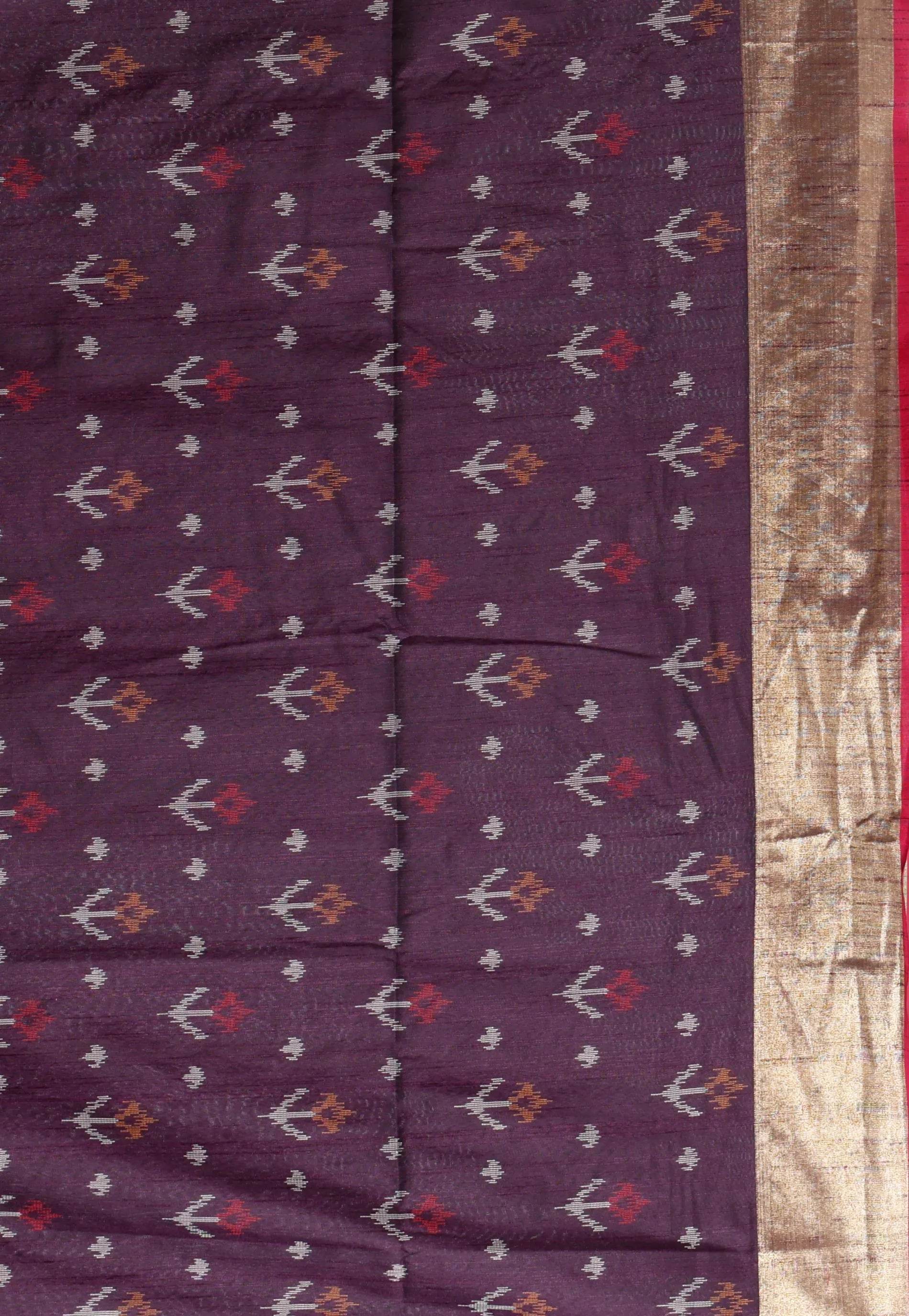 Bottle Green Ikkat Silk Saree With Blouse Piece - Adi Akshoy & Co.