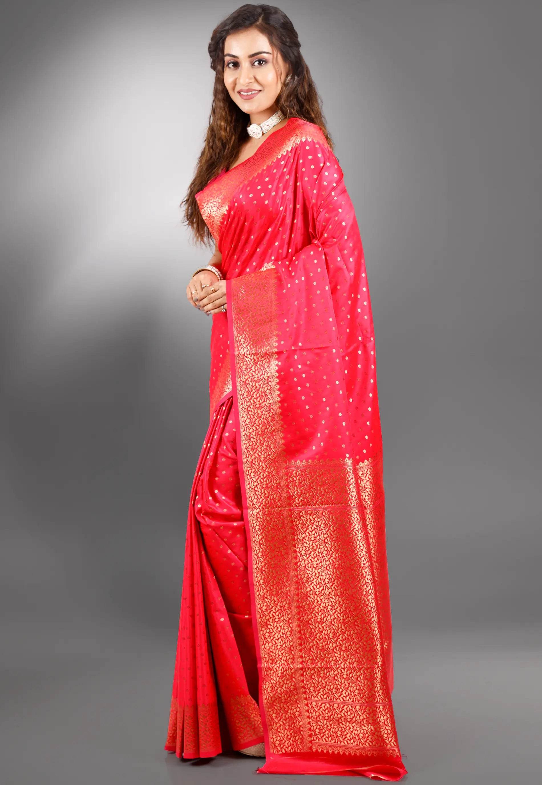 Rani Pink Mashru Silk Saree with Blouse Piece - Adi Akshoy & Co.