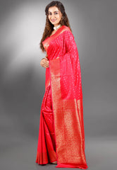 Rani Pink Mashru Silk Saree with Blouse Piece - Adi Akshoy & Co.