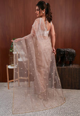 Grey Tissue Embroidery Saree with Blouse Piece - Adi Akshoy & Co.